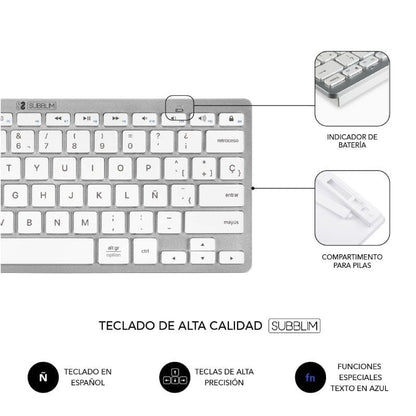 Teclado y Ratón Inalámbrico Subblim OCO010 Combo Multidispositivo Compacto
Plata