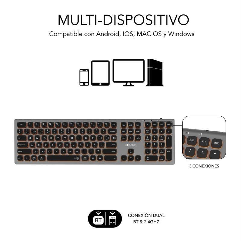 Teclado Inalámbrico Subblim Master
Gris y Negro