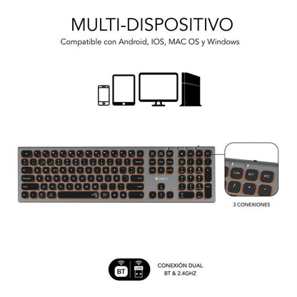 Teclado Inalámbrico Subblim Master
Gris y Negro