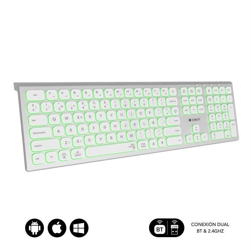 Teclado Inalámbrico Subblim Master
Plata y Blanco