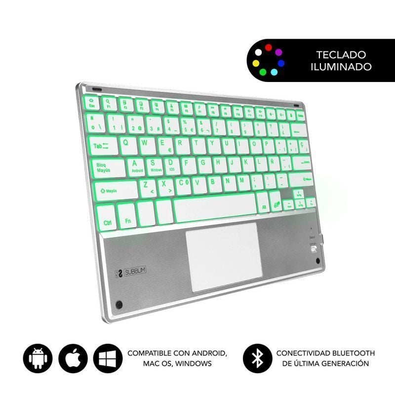 Teclado Compacto Inalámbrico por Bluetooth Subblim SMBT50
Plata