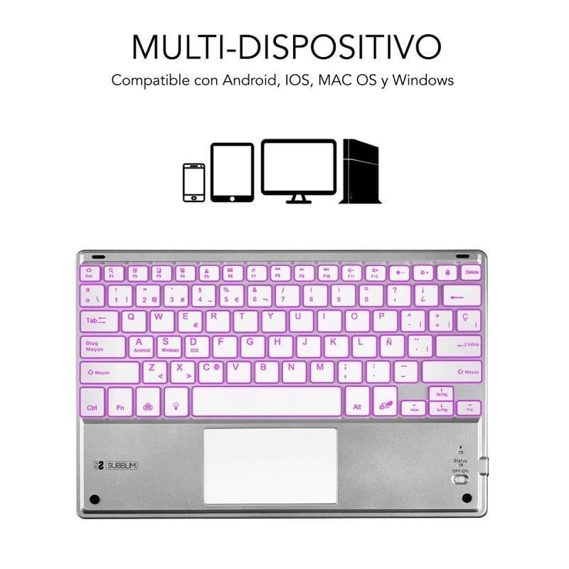 Teclado Compacto Inalámbrico por Bluetooth Subblim SMBT50
Plata