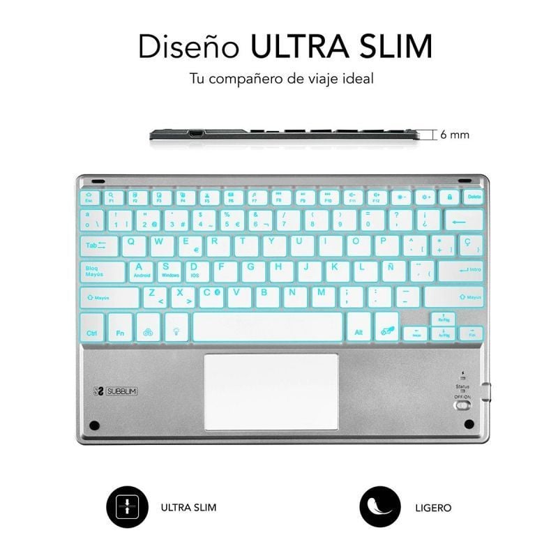 Teclado Compacto Inalámbrico por Bluetooth Subblim SMBT50
Plata