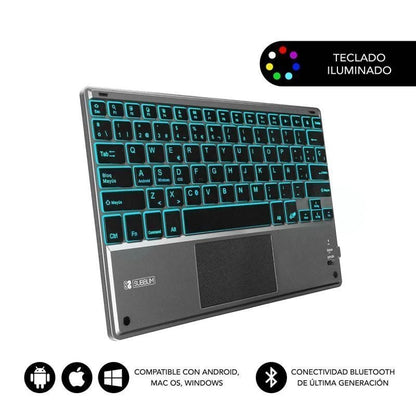 Teclado Compacto Inalámbrico por Bluetooth Subblim Touchpad Smart Blacklit
Gris