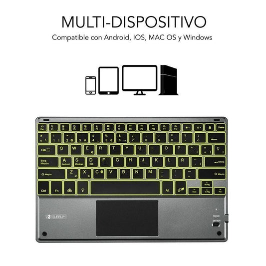 Teclado Compacto Inalámbrico por Bluetooth Subblim Touchpad Smart Blacklit
Gris