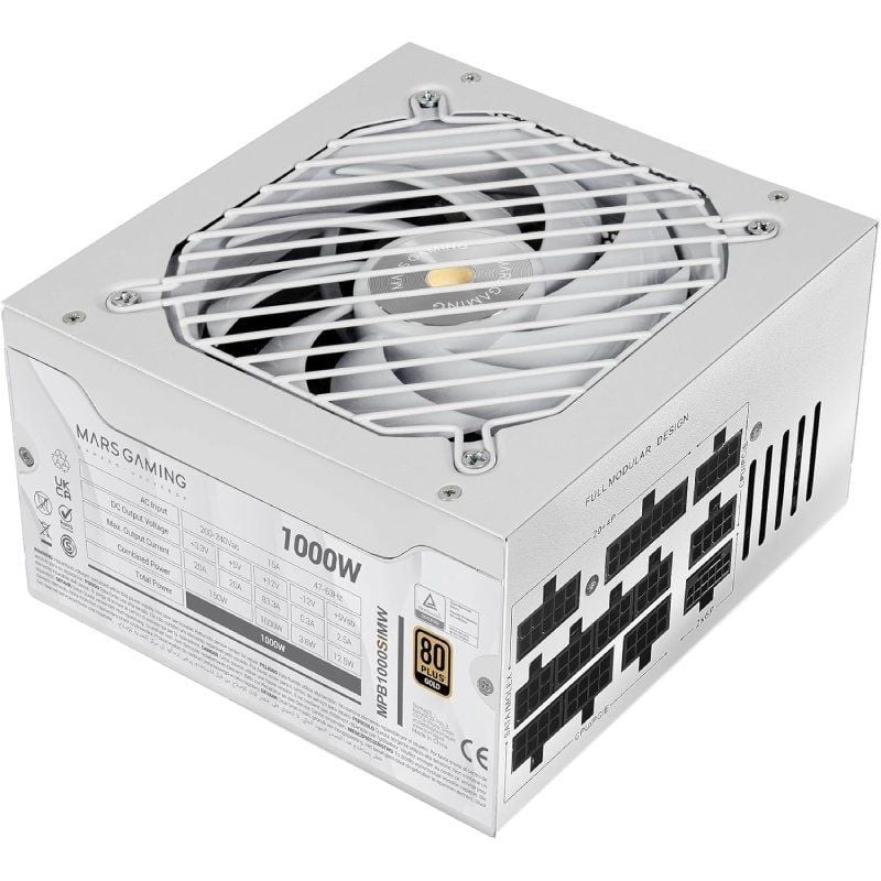 Fuente de Alimentación Mars Gaming MPB1000SIM
1000W
Ventilador 14cm
80 Plus Gold
Blanca
