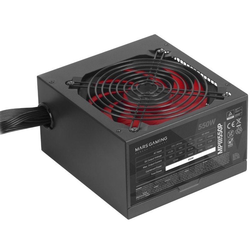 Fuente de Alimentación Mars Gaming MPIII550P
550W
Ventilador 12cm