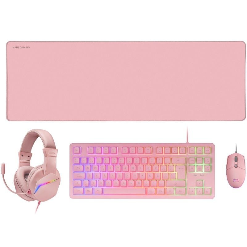 Pack Gaming Mars Gaming MCP-RGB3P
Teclado RGB + Ratón Óptico + Alfombrilla XXL + Auriculares