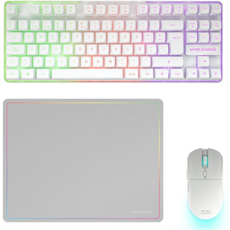 Pack Gaming Mars Gaming MCPWTKL
Teclado Inalámbrico + Ratón Inalámbrico + Alfombrilla