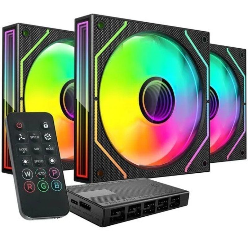 Pack 3 Ventiladores Mars Gaming MF-3DPROKIT
12cm + HUB + Mando a Distancia
ARGB