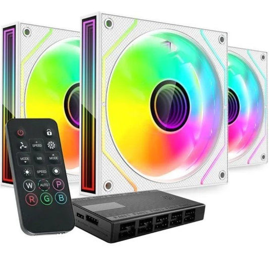 Pack 3 Ventiladores Mars Gaming MF-3DPROKIT
12cm + HUB + Mando a Distancia
ARGB
Blanco