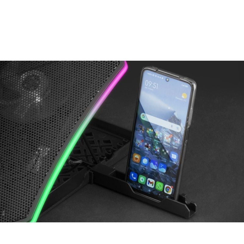 MARS GAMING Base Refrig. portatil 19" +sopor movil