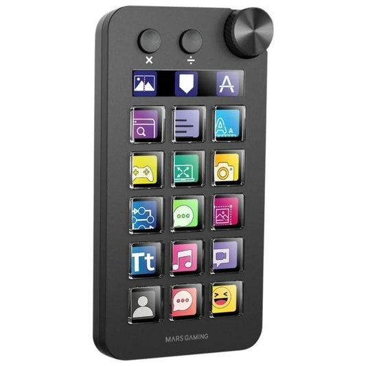 Control Deck Mars Gaming MSD-NEO
15 Teclas LCD
1 Rueda
2 Botones
Negro