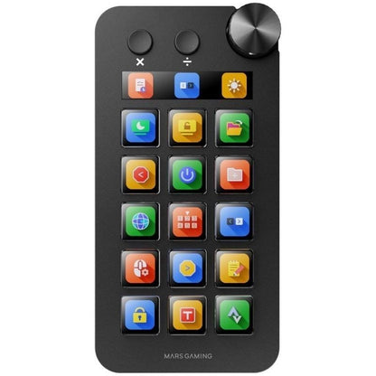 Control Deck Mars Gaming MSD-NEO
15 Teclas LCD
1 Rueda
2 Botones
Negro