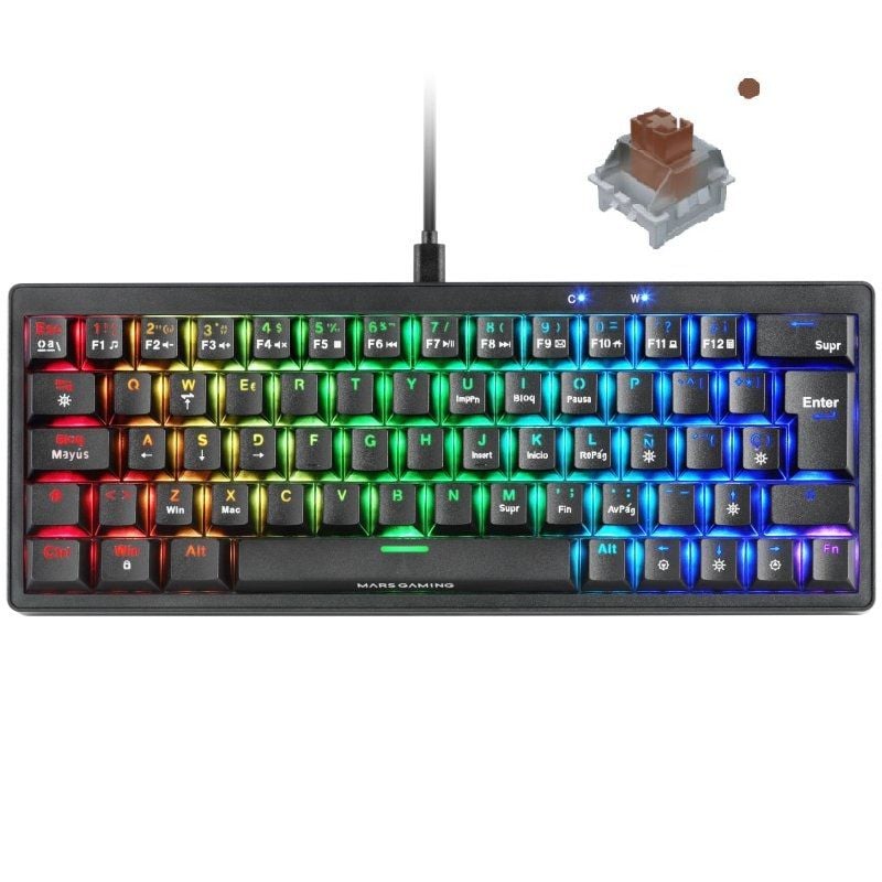 Teclado Gaming Mecánico Mars Gaming MKMINIPRO
Switch Marrón
Negro