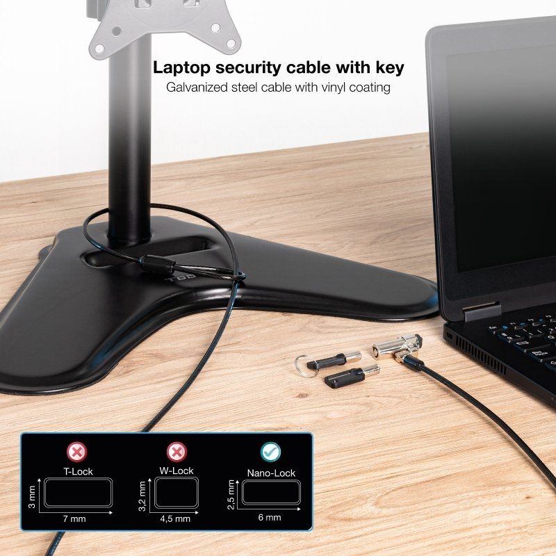 Cable de Seguridad Tipo NANO para Portátiles TooQ TQCLKC0045-G
1.5m