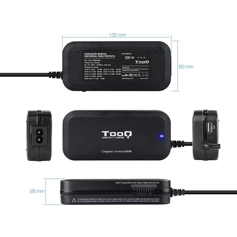 Tooq Cargador portátil 90W manual 12 conectores