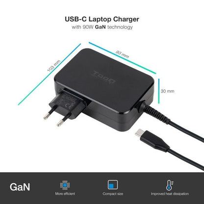 Cargador de Portátil GaN TooQ TQLC-USBCGAN90PD USB Tipo-C
90W
Automático
Voltaje 5-20V