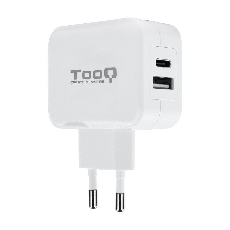 Cargador de Pared TooQ TQWC-2SC02WT
1xUSB Tipo-C
1x USB
27W