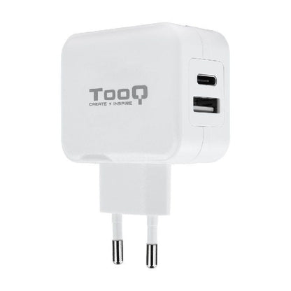 Cargador de Pared TooQ TQWC-2SC02WT
1xUSB Tipo-C
1x USB
27W