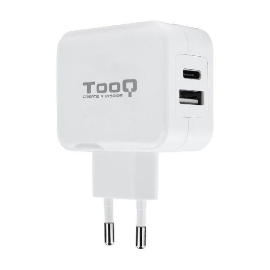 Cargador de Pared TooQ TQWC-2SC02WT
1xUSB Tipo-C
1x USB
27W