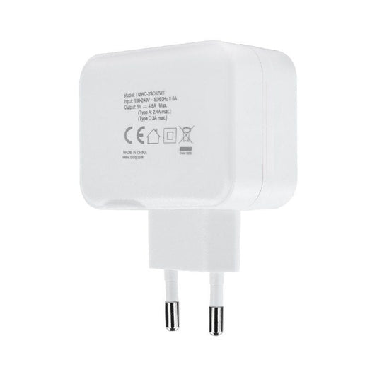 Cargador de Pared TooQ TQWC-2SC02WT
1xUSB Tipo-C
1x USB
27W