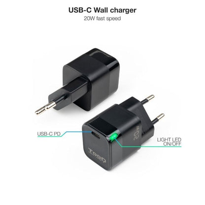 Cargador de Pared TooQ TQWC-PD20
1xUSB Tipo-C
20W