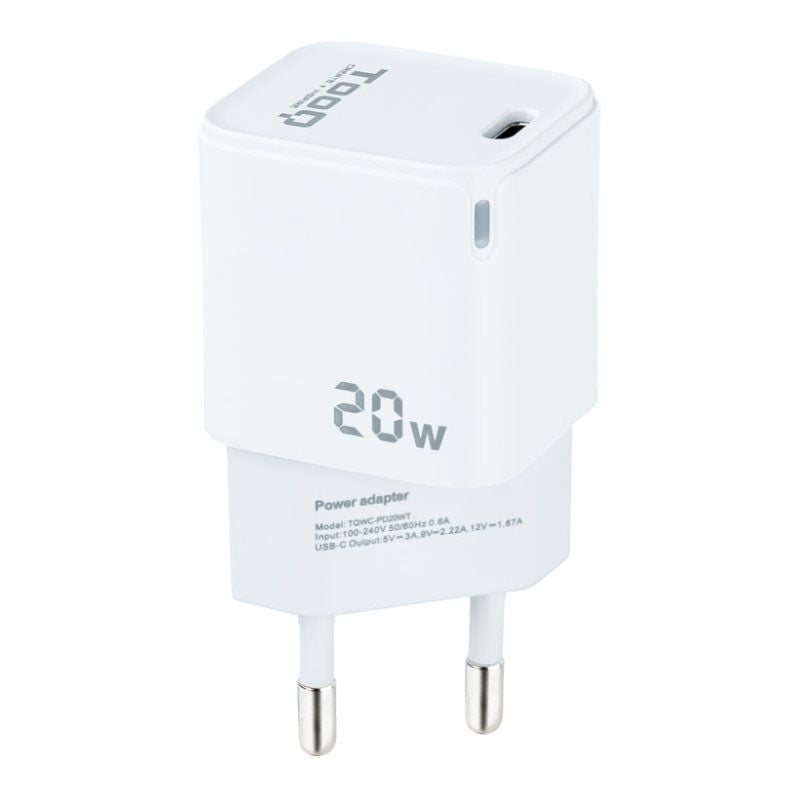 Cargador de Pared TooQ TQWC-PD20WT
1xUSB Tipo-C
20W
Blanco