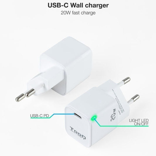 Cargador de Pared TooQ TQWC-PD20WT
1xUSB Tipo-C
20W
Blanco