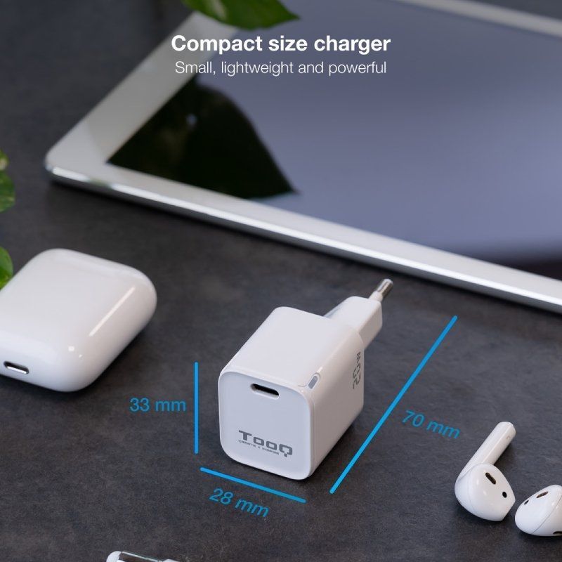 Cargador de Pared TooQ TQWC-PD20WT
1xUSB Tipo-C
20W
Blanco