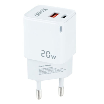 Cargador de Pared TooQ TQWC-QCPD20WT
1xUSB-Tipo C
1x USB
20W
Blanco