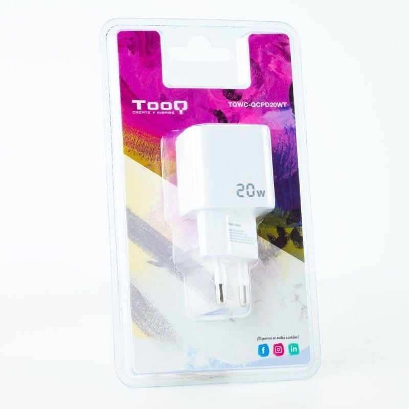 Cargador de Pared TooQ TQWC-QCPD20WT
1xUSB-Tipo C
1x USB
20W
Blanco