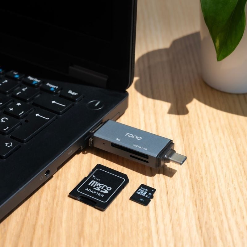Tooq TQR-3001G Lector USB3.0 (USB-C+USB-A) SD/TF