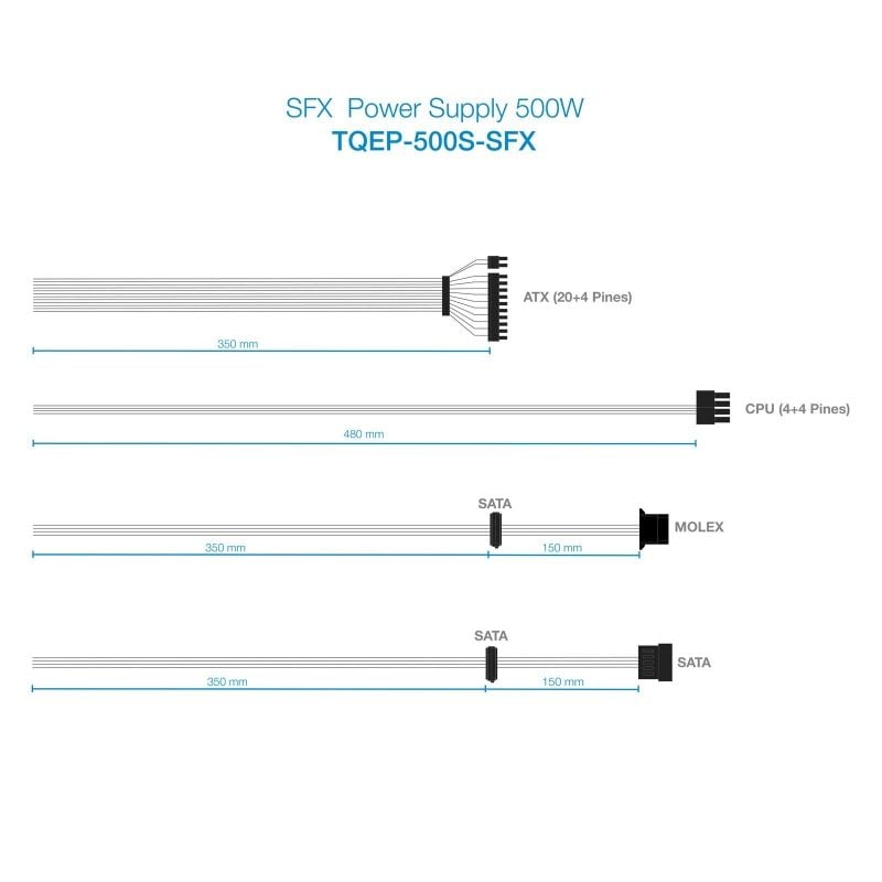 Fuente de Alimentación SFX TooQ TQEP-500S-SFX
500W
Ventilador 8cm