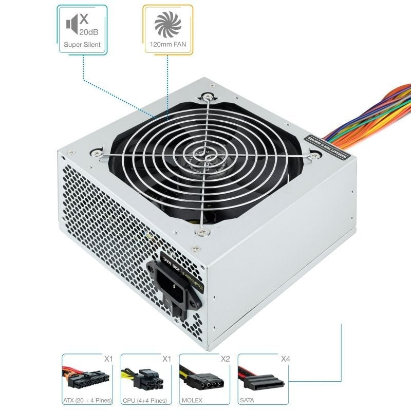 Fuente de Alimentación TooQ TQEP-500SSE
500W
Ventilador 12cm