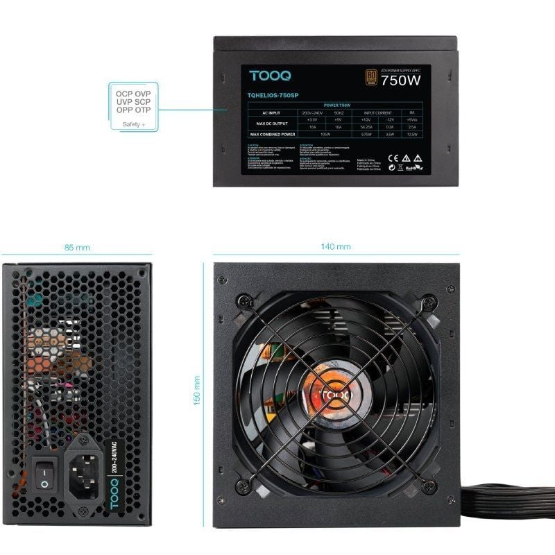 Fuente de Alimentación TooQ TQHELIOS-750SP
750W
Ventilador 12cm
80 Plus Bronze