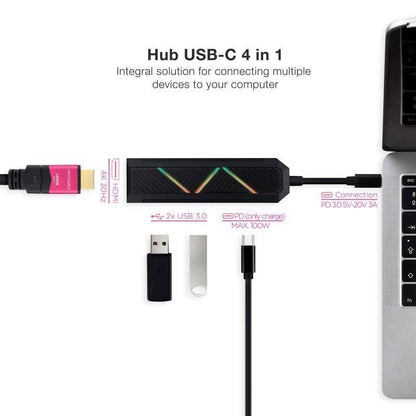 Nanocable Hub USB-C 4 en 1 USB-A+USB-C+HDMI