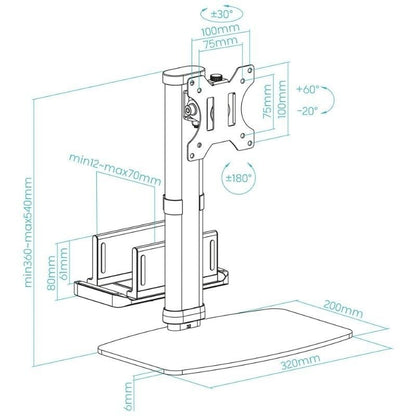 Tooq DB1127TN-B Soporte mesa Monitor+Minipc 17-27