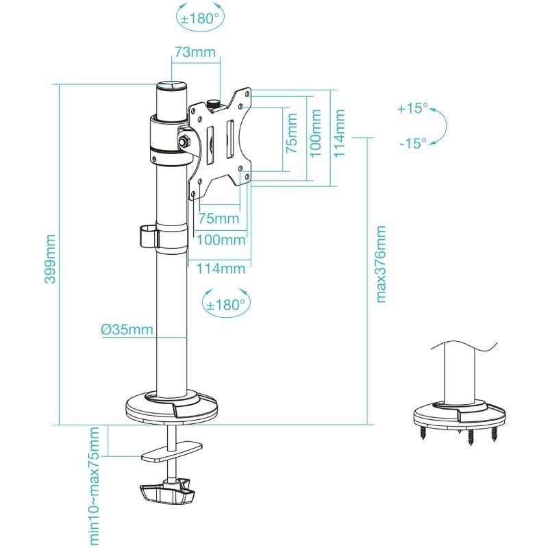 Soporte de Mesa para Monitor TooQ DB1131TN-B
Giratorio
Inclinable
hasta 8kg