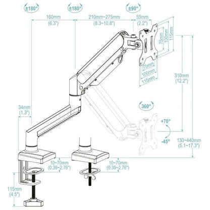 Tooq Soporte mesa DB1334TNR-B 1 brazo 13-34"