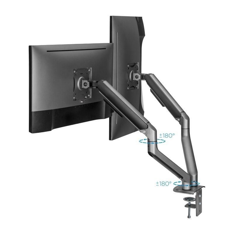 Soporte de Mesa para 2 Monitores TooQ DB4132TNR-G
Giratorio
Inclinable
hasta 9kg