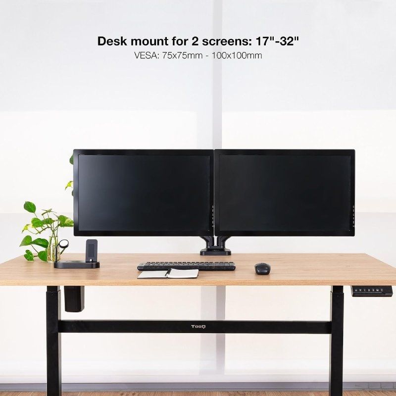 Soporte de Mesa para 2 Monitores TooQ DB5132TNR-B
Giratorio
Inclinable
hasta 9kg
