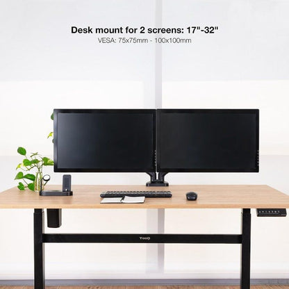 Soporte de Mesa para 2 Monitores TooQ DB5132TNR-B
Giratorio
Inclinable
hasta 9kg