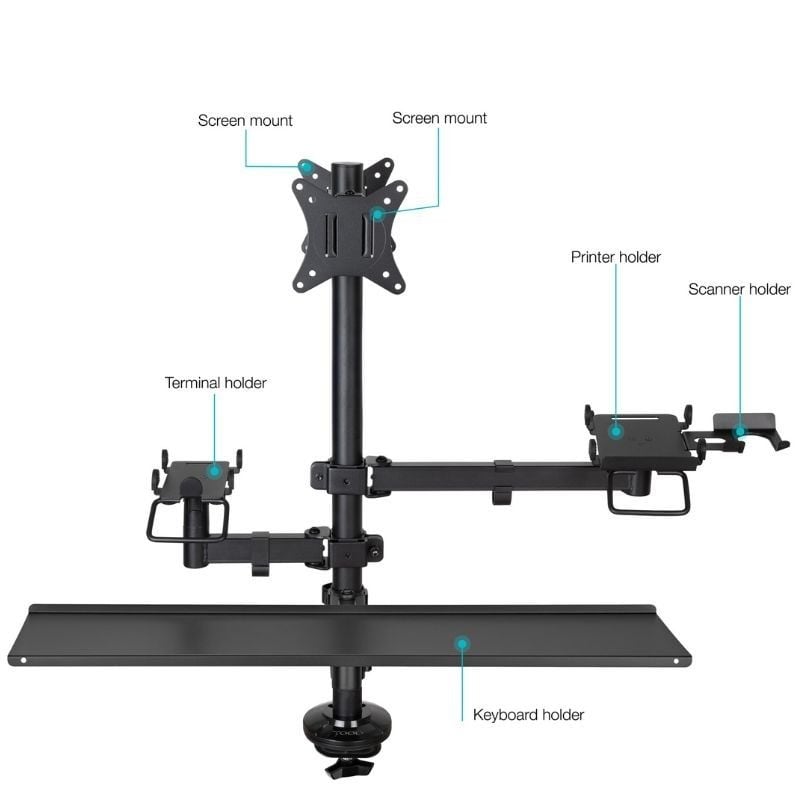 Soporte de Mesa para TPV 2 Monitores TooQ TQPM0003
Giratorio
Inclinable
Rotatorio
hasta 9kg