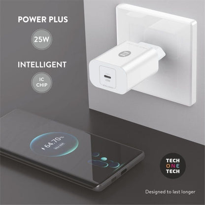 Cargador de Pared Tech One Tech TEC2264
1xUSB Tipo-C
25W
Blanco