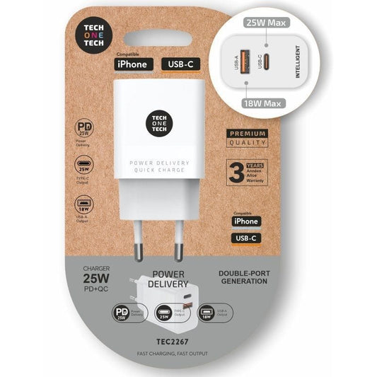 Cargador de Pared Tech One Tech TEC2267
1xUSB Tipo-C
1xUSB
3A
Blanco