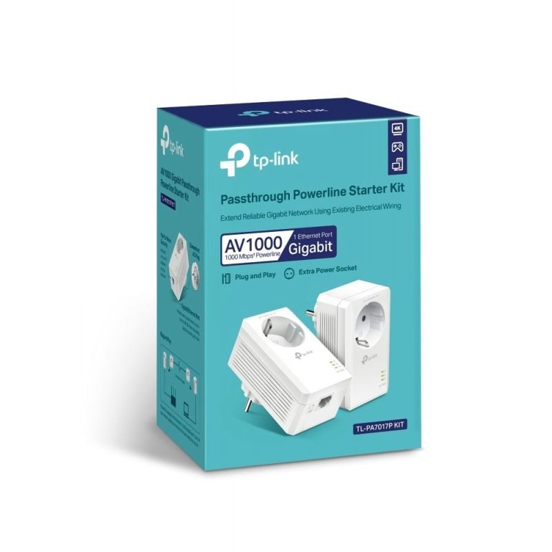 Adaptador Powerline TP-Link TL-PA7017P KIT AV1000 1000Mbps
Alcance 300m
Pack de 2