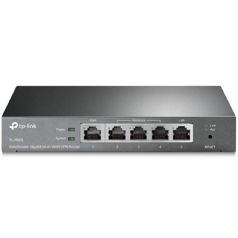 Router VPN SafeStream Gigabit TP-Link Omada TL-R605
5 Puertos Multi-WAN