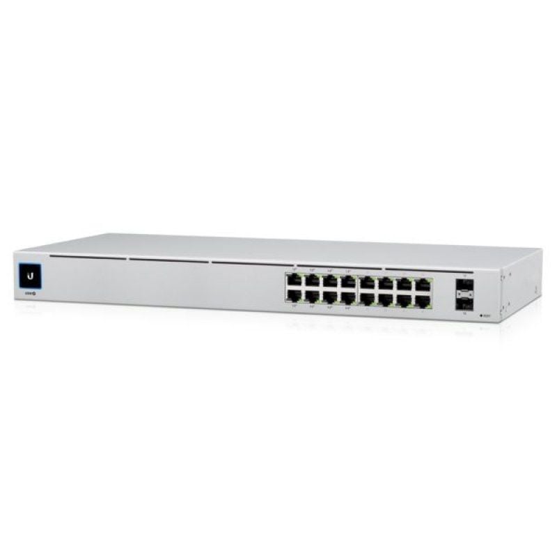 Switch Gestionable Ubiquiti USW-16-POE 16 Puertos
RJ-45 Gigabit 10/100/1000
SFP
PoE+