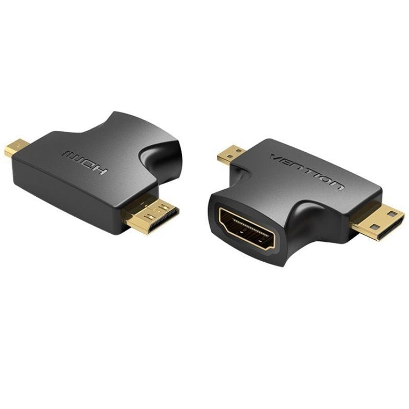 Adaptador HDMI 2 en 1 Vention AGFB0
HDMI Hembra - Micro HDMI Macho - Mini HDMI Macho